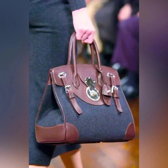 Ralph Lauren Handbags - Ralph Lauren Collection Ricky 33 Bag Wool Leather Runway 2005 Satchel Purse